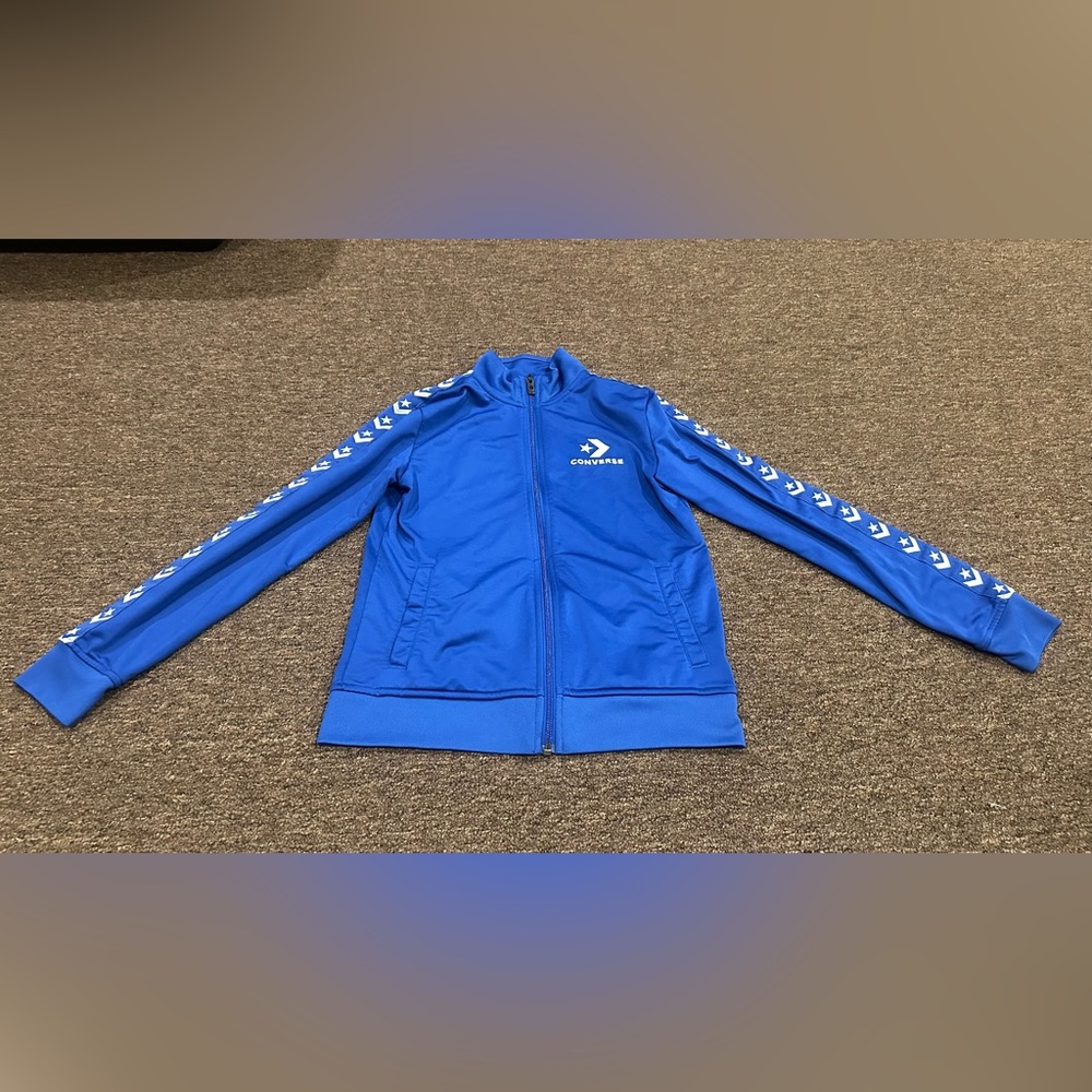 EUC! Converse L Royal Blue Boys Lightweight zip up track suit jacket